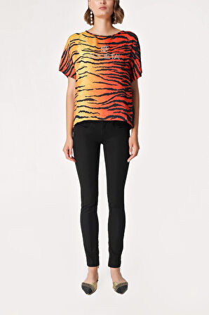 Kırmızı Desenli bol kesim bluz 19192 | 42