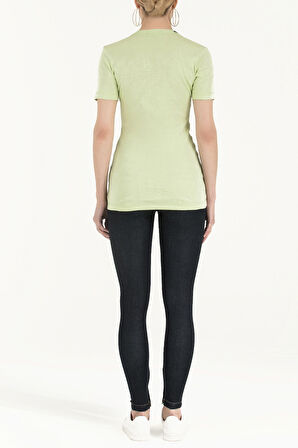 Yeşil Kristal taşlı pamuk tshirt 18447 | 40