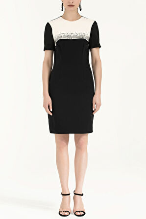 Siyah Kısa kollu dar kesim mini elbise 91399 | 40