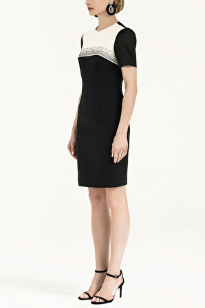 Siyah Kısa kollu dar kesim mini elbise 91399 | 40