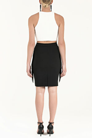 Siyah Yanları püsküllü kalem etek 80810 | 42