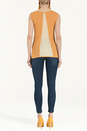 Hardal Desenli örgü kolsuz bluz 28659 | 44