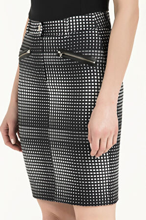 Siyah Fermuarlı desenli etek 80815 | 42