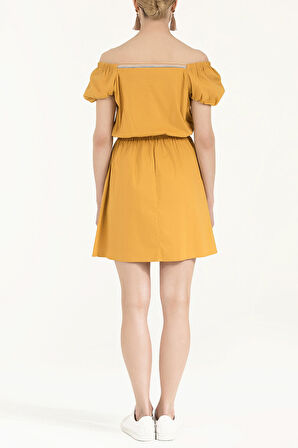 Hardal Beli lastikli poplin mini elbise 91678 | 40