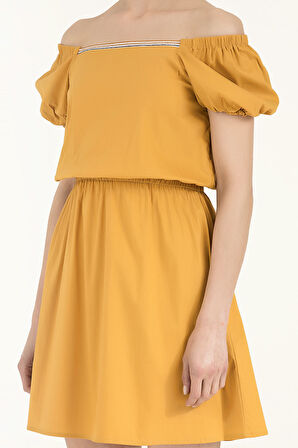 Hardal Beli lastikli poplin mini elbise 91678 | 42