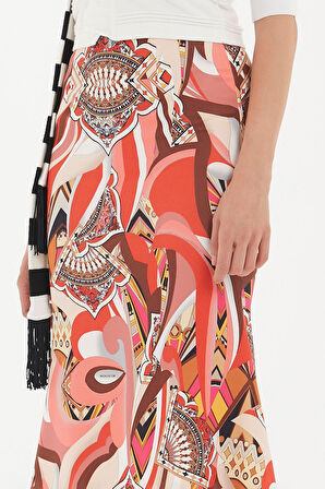 Desenli Beli lastikli baskılı etek 80855 | 42