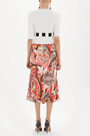 Desenli Beli lastikli baskılı etek 80855 | 42