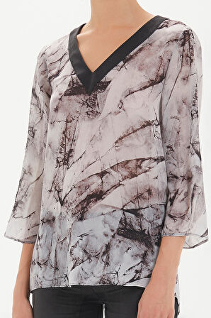 Siyah Suni suet mixli bol kesim bluz 19397 | 42