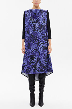 Mavi Aksesuar detaylı degaje yaka midi elbise 91830 | 38