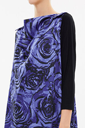 Mavi Aksesuar detaylı degaje yaka midi elbise 91830 | 38