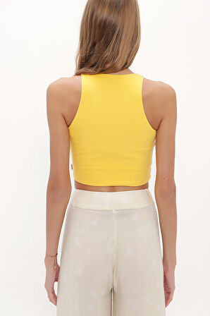 Sarı Kolsuz örme bluz 19470 | 40