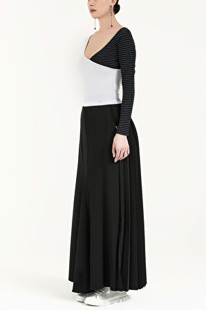 Siyah Beyaz V yaka örme bluz 19486 | 42