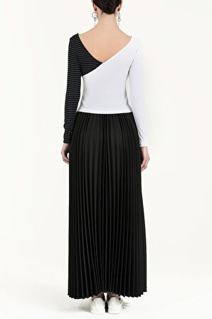 Siyah Beyaz V yaka örme bluz 19486 | 42