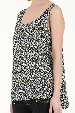 Siyah Desenli kolsuz bluz 19561 | 42