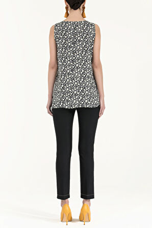 Siyah Desenli kolsuz bluz 19561 | 42