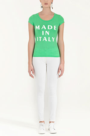 Yeşil Baskılı basic tshirt 19612 | 40