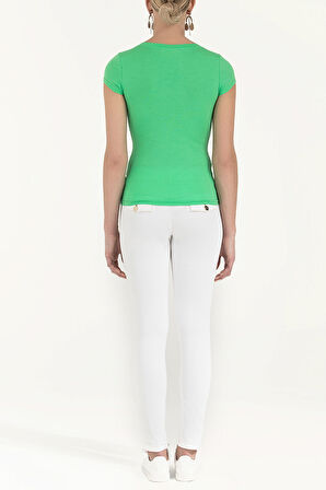 Yeşil Baskılı basic tshirt 19612 | 40