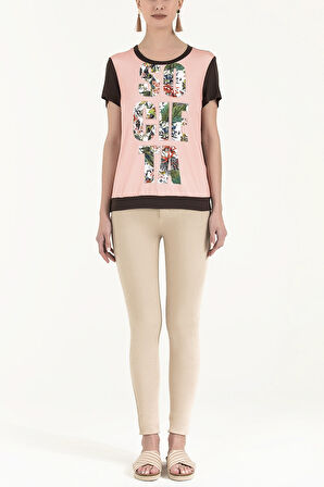 Kahve Baskılı bol kesim örme bluz 19595 | 40