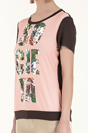 Kahve Baskılı bol kesim örme bluz 19595 | 40