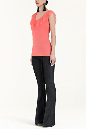 Mercan Piliseli V yakalı bluz 19596 | 44