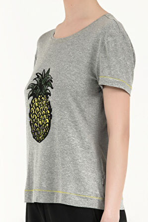 Gri Baskılı viskon bluz 19622 | 44