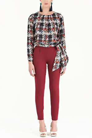 Bordo Yandan cepli boru paça pantolon 41265 | 40
