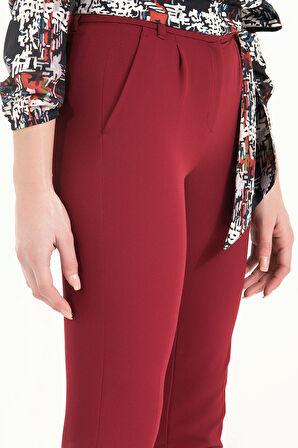 Bordo Yandan cepli boru paça pantolon 41265 | 40