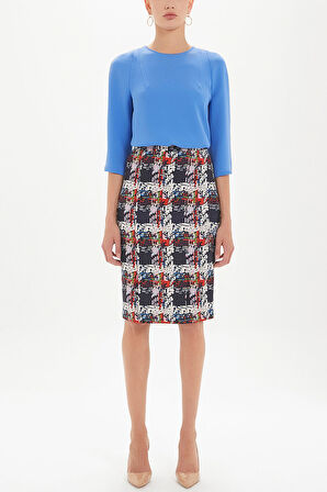 Desenli Fermuar detaylı desenli etek 80976 | 40