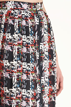 Desenli Fermuarlı piliseli etek 80974 | 40