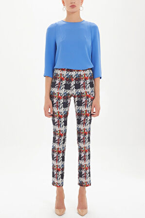 Desenli Fermuarlı boru paça desenli pantolon 41261 | 42