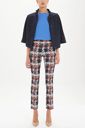 Desenli Fermuarlı boru paça desenli pantolon 41261 | 42