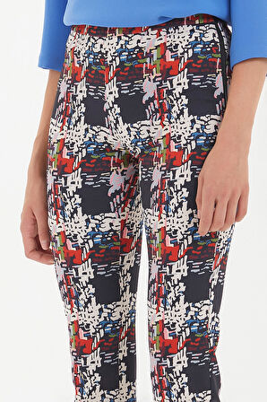 Desenli Fermuarlı boru paça desenli pantolon 41261 | 42