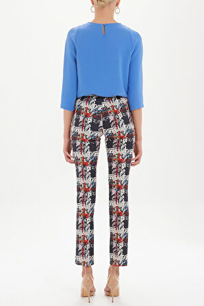 Desenli Fermuarlı boru paça desenli pantolon 41261 | 42