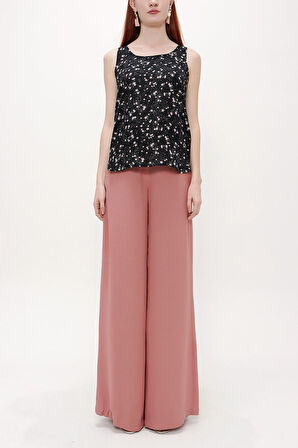 Siyah Desenli bol kesim kolsuz bluz 19692 | 44