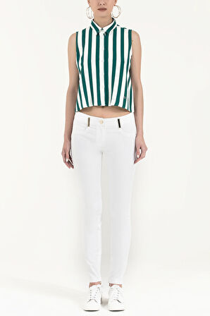 Yeşil Kristal taşlı bluz 19681 | 42