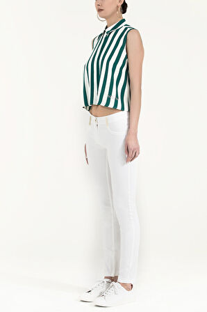 Yeşil Kristal taşlı bluz 19681 | 42