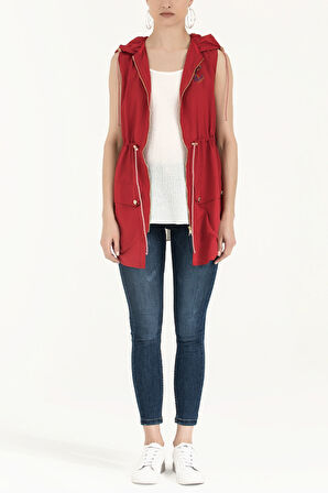 Beyaz Desenli bol kesim kolsuz bluz 19692 | 44