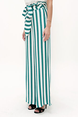 Yeşil Yüksek bel bol kesim pantolon 41302 | 44