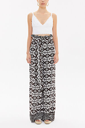 Kahve Yüksek bel bol kesim pantolon 41302 | 42