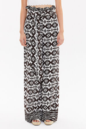 Kahve Yüksek bel bol kesim pantolon 41302 | 42