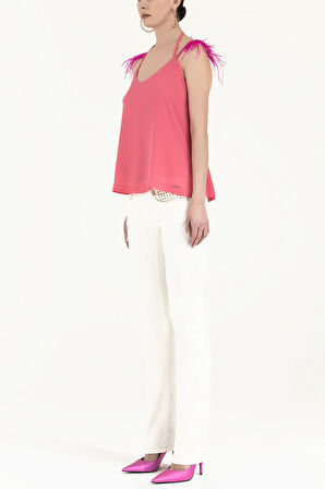 Pembe Tüylü askılı bluz 19694 | 44