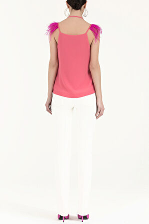 Pembe Tüylü askılı bluz 19694 | 44