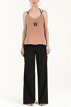 Devetüyü Yıldız taşlı askılı bluz 19690 | 42