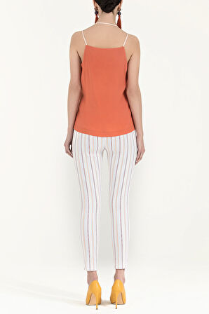 Turuncu Yıldız taşlı askılı bluz 19690 | 42