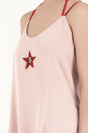 Somon Yıldız taşlı askılı bluz 19690 | 44