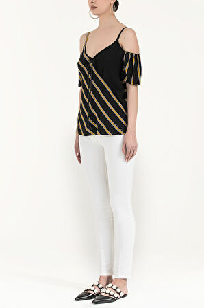 Siyah Anvelop kapama askılı bluz 19689 | 44