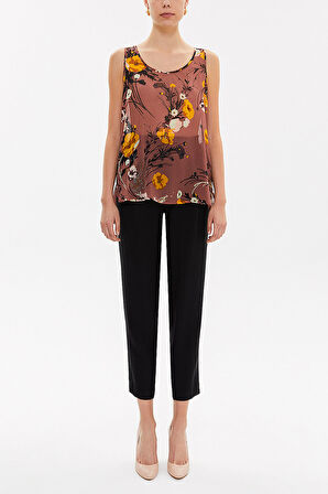 Somon Desenli bol kesim kolsuz bluz 19692 | 42