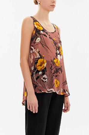 Somon Desenli bol kesim kolsuz bluz 19692 | 42