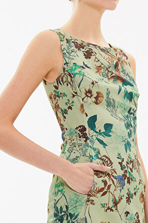 Haki Arkadan  fermuarlı dar kesim mini elbise 92364 | 40