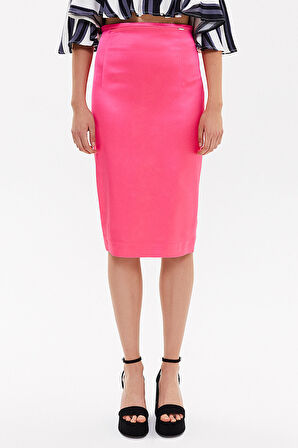 Pembe Fermuarlı desenli kalem etek 81015 | 40